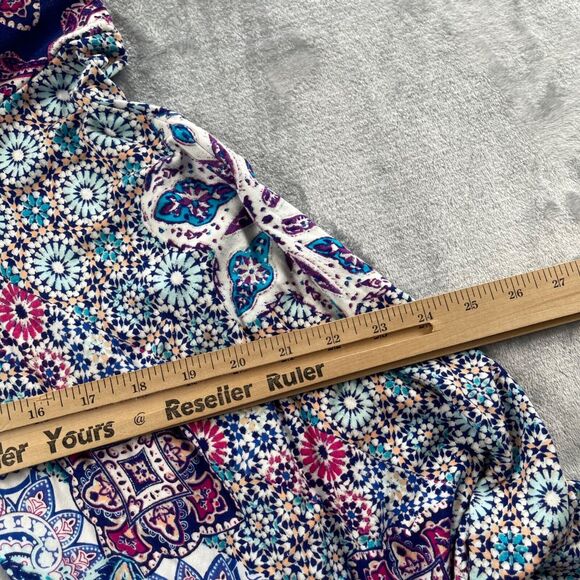 Chico's Skirt Womens 1 Multi-color Tiled Geo Handkerchief Hem Pull-on Casual - Picture 9 of 13